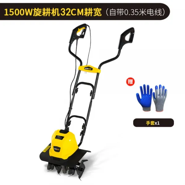 KUKUMAX 소형 텃밭 주말 농원 로터리 밭갈이 관리기 경작기 220V 돼지코 증정 전기식 밭갈기 로타리, 1500W 소형 4 날 로터리 경운기개