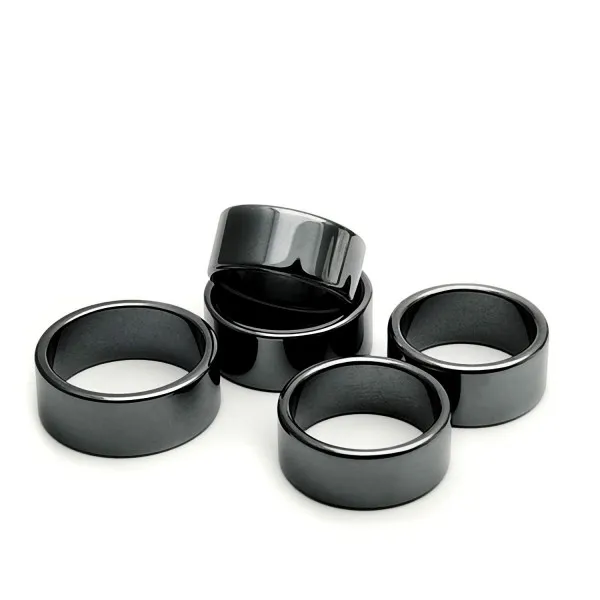 여성 남성 남여 불안 균형 루트 차크라 10mm 두께에 대한 Morchic 적철광 스톤 플랫 밴드 반지 (5 PC의 팩 혼합 크기) Morch