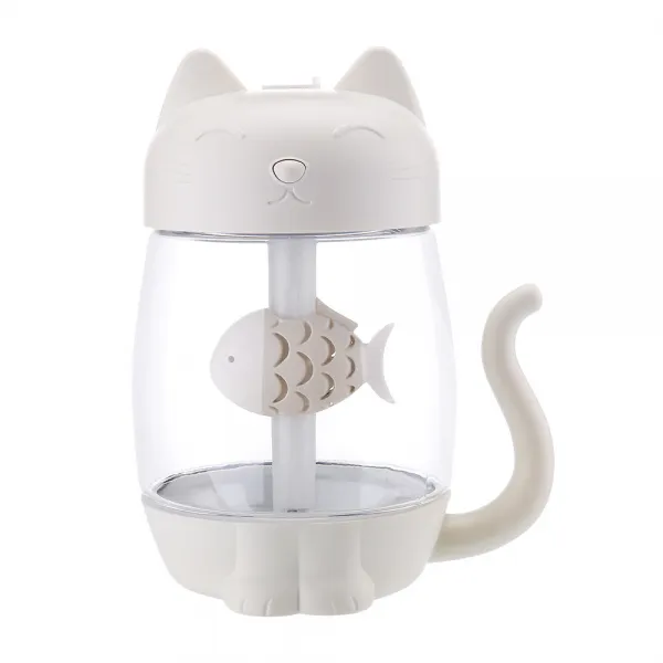 고양이 3in1 USB 사무실 자가용차 재 미니 야간등 물이부족 전원 차단, 화이트