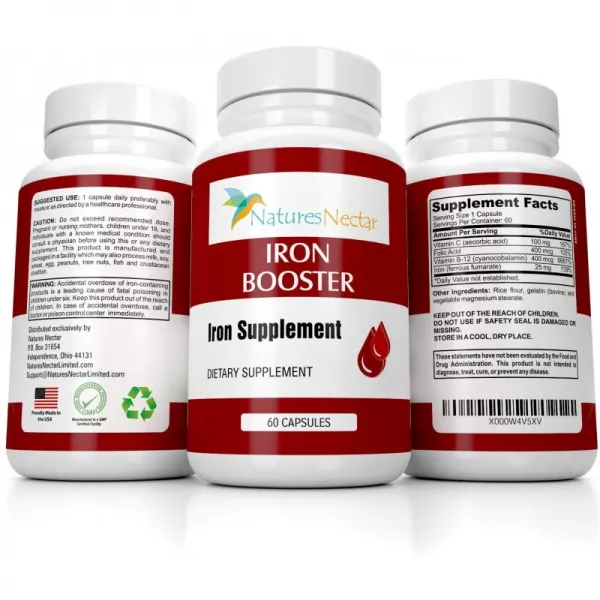 Iron Booster-여성을위한 철분 보충제-여성을위한 서방 형 비 변이 철 철제 알약으로 적혈구 생산을 촉진, 1