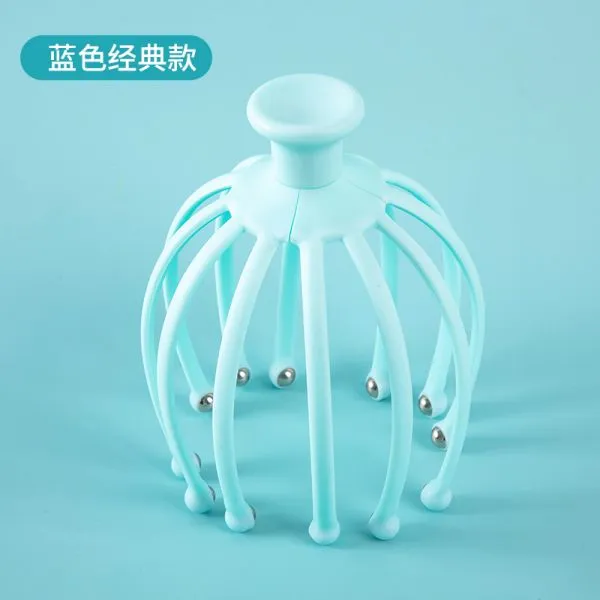 머리스트레칭 마사지건 두피가려울때 셀프마사지도구 시원한마사지 두피샴푸브러쉬 탈모에도움되는 두피각질제거하기 부모님마사지해주기 두피마사지기 문어발 공부하다사용하는 셀프로근육풀기, 단일사이즈, 12 파지 (블루)