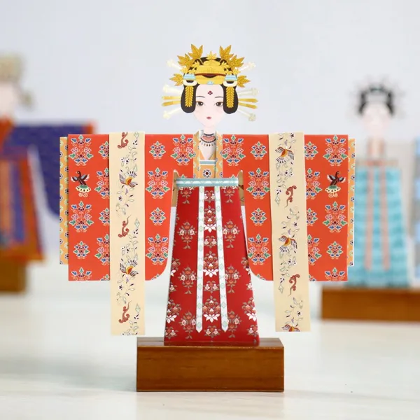 종이접기 중국 고풍 수공예 한나라의복 종이공예 DIY새로운중국풍의 진열대 수공 돈황 문화창작 박물관 선물, T05-돈황 종이접기 블루+귤색