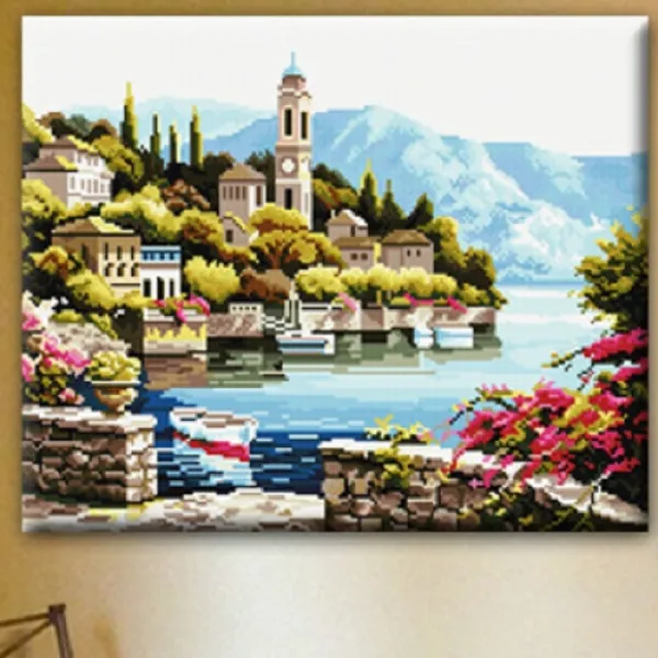 큐브아트 액자형보석십자수 전체사각 1개 16.시계탑마을