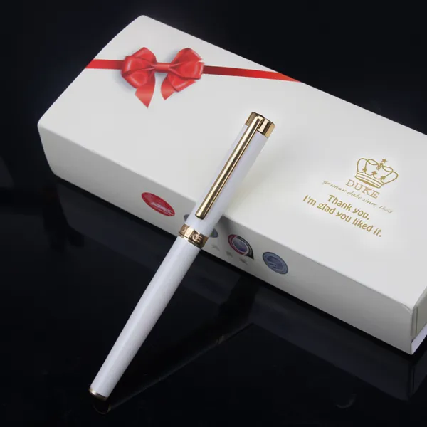 만장 90 순풍 독일 DUKE 공작 사무용드 선물 몸치장함 자금괴 펜 파카잉크, 화이트, 0.38mm