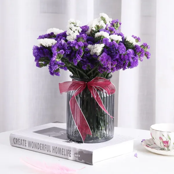 윈난성 잊지 마세요 나는 생화꽃 꽃꽂이 말린꽃 프리저브드꽃다발 실내 진열 풍건 진짜 하늘에 별이 가득하다 꽃병 화이트 물 _보라색 물 있음 그레이 말린꽃 가방