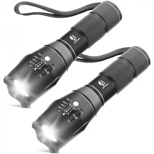 yIFeNG 전술 손전등 초점 조정이 가능한 XML T6 초 고휘도 LED Taclight 및 캠핑 하이킹 비상 (2 팩)을, 단일상품, 단일상품