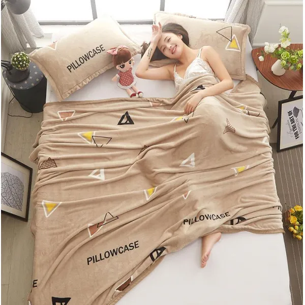 차렵이불 여름 산호 얇은스타일 무릎담요 털목도리 에어컨 타월담요 오후휴식 플란넬, C12-삼각 기하학