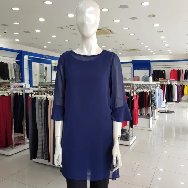 조이너스 겉장쉬폰 속장 져지 블라우스형 롱 티셔츠-JA9U4-WKS740-T/블루