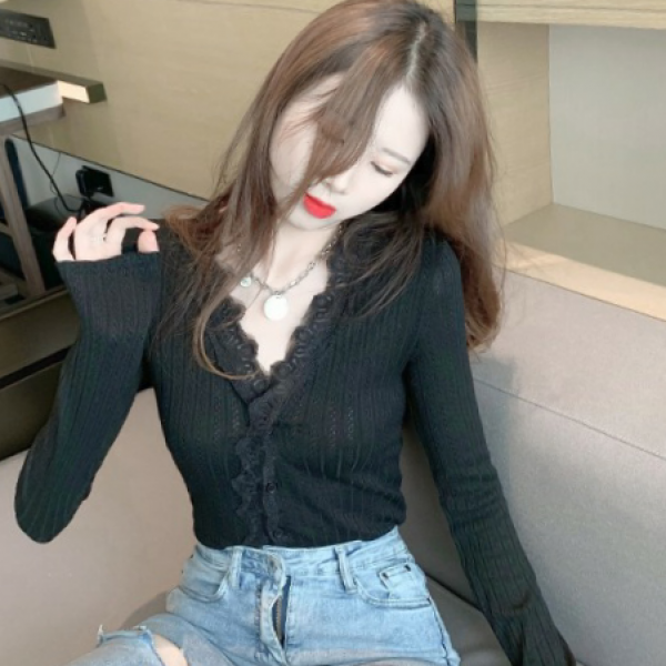 수컴퍼니 이너티셔츠 여성 겨울 가을 화이트 넥 이너웨어 디자인 감각 슬림 긴 소매 구호물자