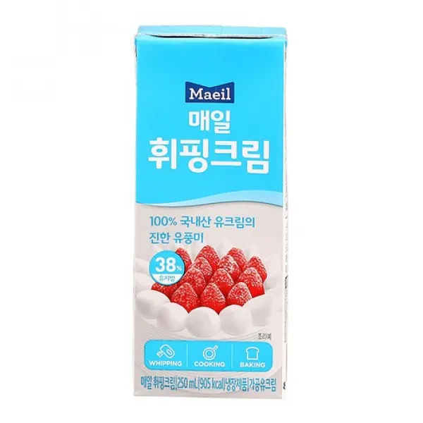 쿡앤베이크 무료냉장포장 무가당 매일 휘핑크림 250ml