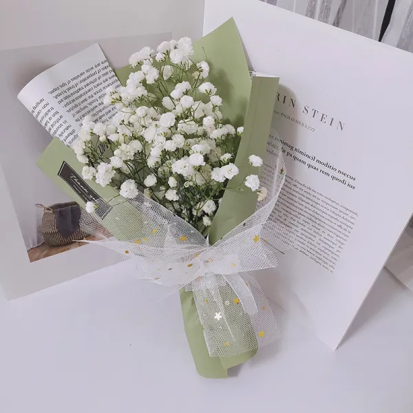 비누꽃 해바라기 별가득한하늘 드라이플라워 꽃다발 동창생선물 단짝친구 여자친구 생일 졸업 성탄, T03-작은 다발 화이트색 별가득한하늘 꽃다발