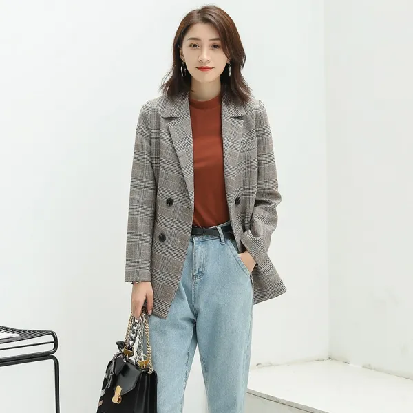 씨앤송구매대행 여성 봄 가을 자켓 체크자켓 여성정장 J0897 간절기 캐주얼룩 빈티지