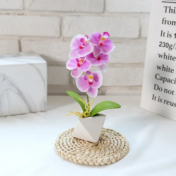 리얼 식물 월계화 디어 분경 함 화분 모방화 나비난 장식 플라스틱 꽃 조화 분재 보라색 모방함 나비 블루 미니 타입