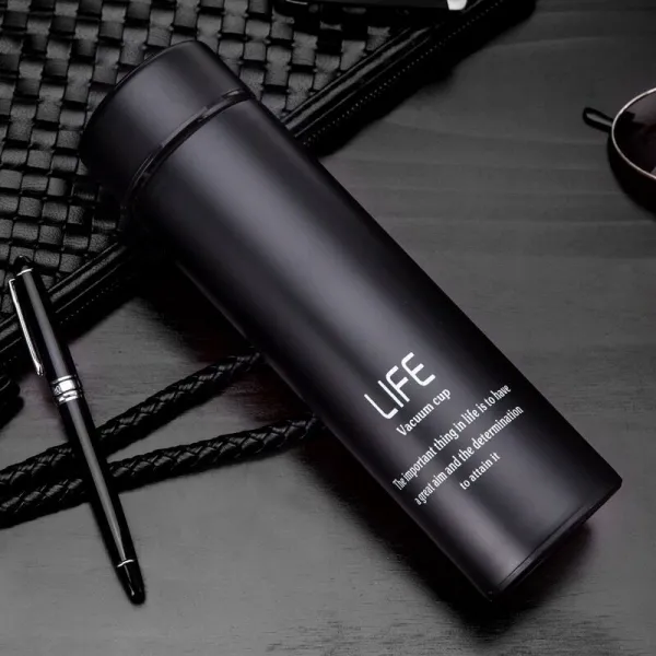 보온컵 비즈니스남 여사 304 스테인리스강 여과물 컵 학생 직신 500ml 컵 표준 밝다 블랙