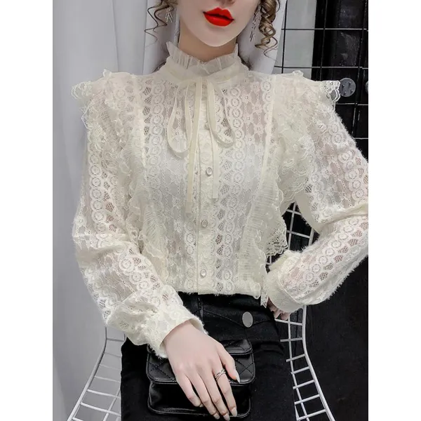 나비넥타이 바쿠센 봄계절 숙 스트랩 카라넥 레이스 여자가 밑바닥을 깔다녀오다 여성 2938880578, 베이지칼라 XXL
