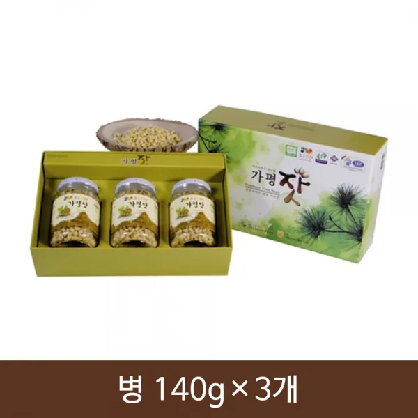JJ마트 선물세트 부모님 고소한 아침식사 견과류 간식 잣 3병잣 간식 견과류 샐러드 잣죽 정월대보름 선물 간단한아침메뉴 추석선물세트 명절선물, 1