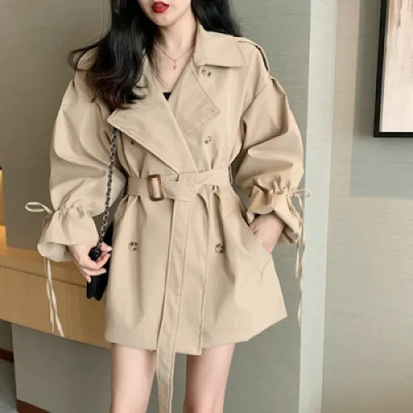 Dapanda 2020년 늦가을 신상 캐주얼 빈티지 항망 레드 슬림 미디 긴팔 트렌치 코트 여