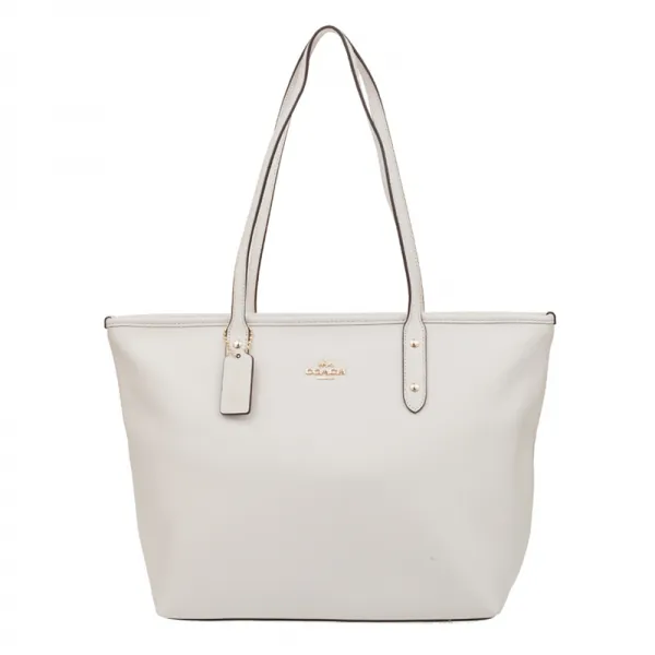 COACH 사치품 여사 화이트 가죽 사이즈 숄더 토트백 F5846 IMCHK