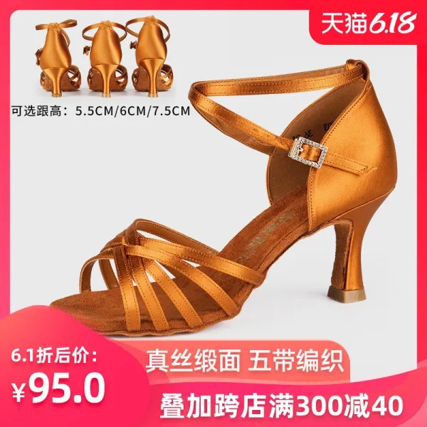 여자댄스화 전문 라틴댄스 신발성인 여성 미드힐 하이힐 댄스신발 소프트한바닥 차차댄스 국제 단련 사교