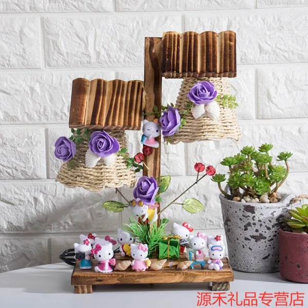 도라 마몽드 밀크완자 케티고양이 인형들 모형 진열해 생일 성탄절 선물 12 종 천사 키티 마이크로 정경 스탠드 일반 낙화 단일상품