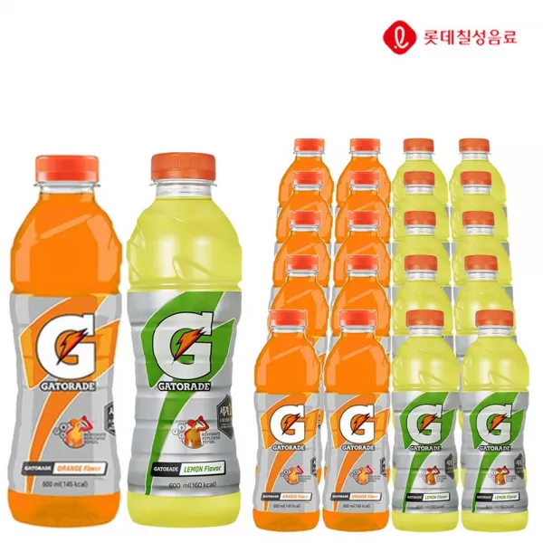 게토레이 오렌지&레몬 600ml X 각10개(총20개) 이온음료 스포츠음료 온동전후 수분섭취 갈증해소 음료수, 20개, 600ml