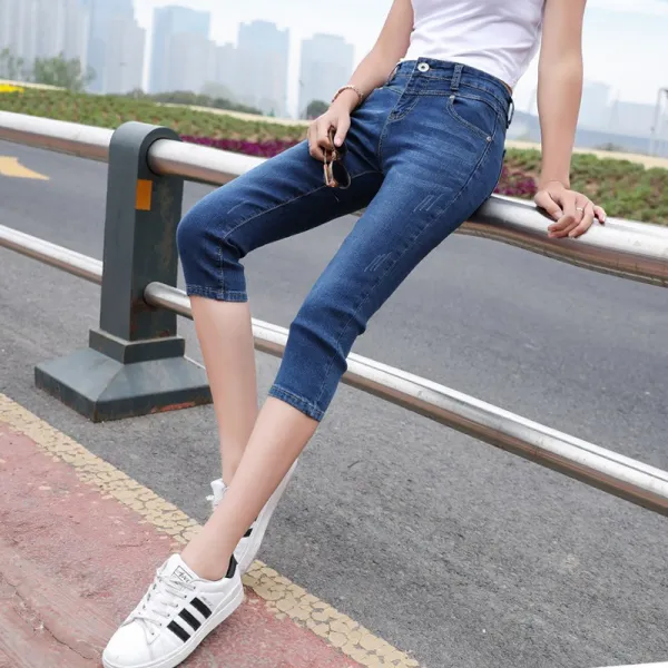 머머다 여성 7부 청바지 데님 슬림 팬츠 여름 스키니 14 Chx14 593944274692