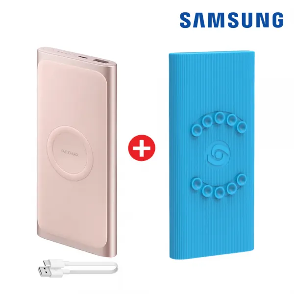 삼성전자 무선충전 10000mah C타입 보조배터리 패키지 삼성 무선 10000mah 핑크 +젤리케이스 블루 