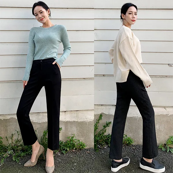 오키 여성 핏깡패 인밴딩 슬랙스 기본 스판 속밴딩 데일리 편해요