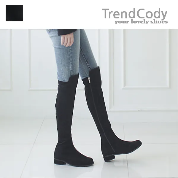 Tc19453pl_boots 스웨이드 3cm 스키니 스판 롱부츠 따뜻한 니하이부츠 타이트한 싸이하이부츠