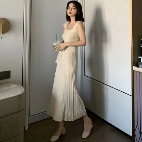 웨스턴 슬링 니트 셔링 슬림핏 이너베이스 봄 롱 스커트 원피스