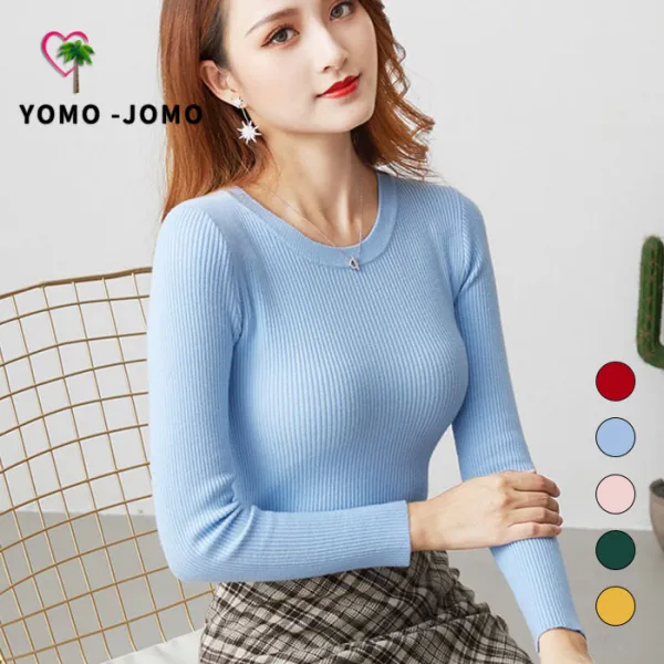 요모조모 여성 면 기본 라운드 컬러드 붙는 긴팔 티셔츠 YJS351