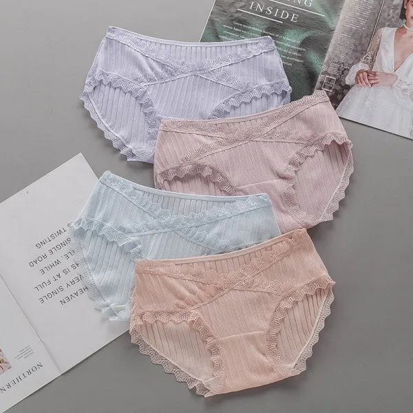 팬티 임신기 저중심 토플 에어 내의 비 항균 반바지 여 임신 말기 빅 사이즈, 레이스 핑크 피부색 자주블루