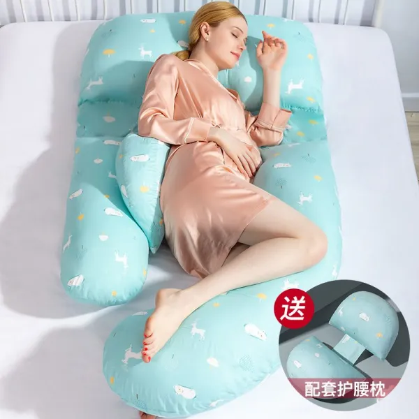 비너스월드 아디허리보호대 눞는 눞기 배 받침 U라인 다공함 잘 수 있다 잠을 신기 허그 임신함 등받이 G자다, 블루 노루 순면 코튼 -유러피언 일급