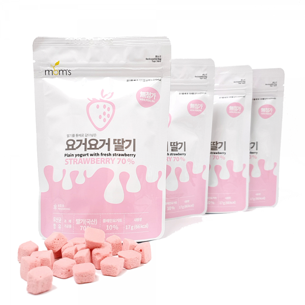 [맘스] 생과일이 무려70% 아이과자 요거트볼, 4개, 딸기맛+딸기향
