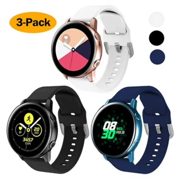 갤럭시 액티브2 시계줄, 1개, 화이트 + 블랙 + 미드 나잇 블루 [공식 시계 밴드] 값 설정 + Galaxy Watch Active / Active2 [큰 160-205mm 손목 둘레]