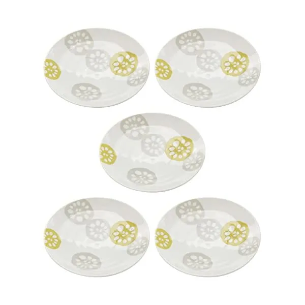 미노 Burn Lightweight 5.0 Dishes Set of 5 Royal 145781(5) 일본 접시, 연근황