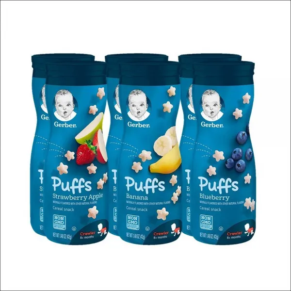 Gerber Graduates Puffs Cereal Snack Assorted Flavors 1.48 Ounce 6 Count 거버 퍼프 시리얼 모듬 42g 6개, 1개