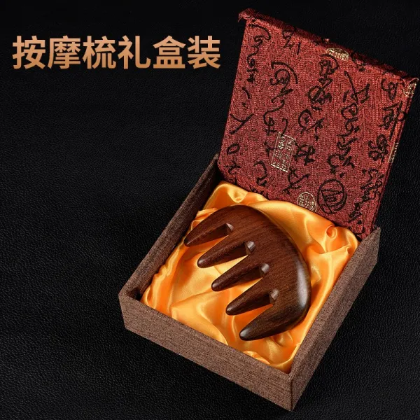 안마빗 경락 천연 그린 박달나무 넓은 두부 헤드 치료함 방지 큰사이즈 남성 여성 두피 탈모이다 4200043162, 단목 안마빗 _선물세트 (수집하여 전