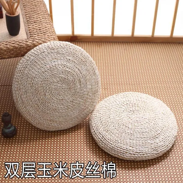 짚단 옥수수 가죽 뜨개질 방석 다다미 바닥 타석 배불 선 수 날리는 창 원형 포초 덩굴 매트 더블레이어 옥수수 가죽 풀솜 내하트