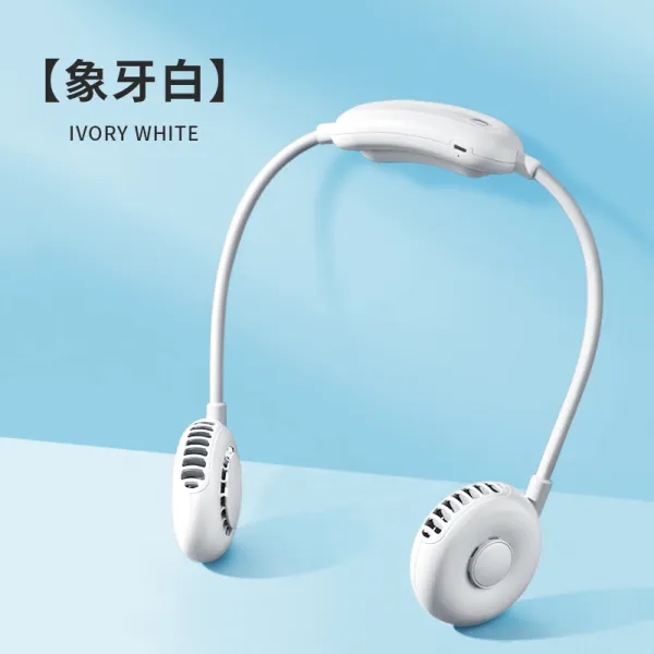 뮤 닝 매달려 목 작은 팬 휴대용 leafless usb 미니 게으른 울트라 조용한 매달려 목 작은 선풍기 학생, 우아한 화이트 ★ 당신의 손을 해방하십시오 ★ 잎, 컬 없음