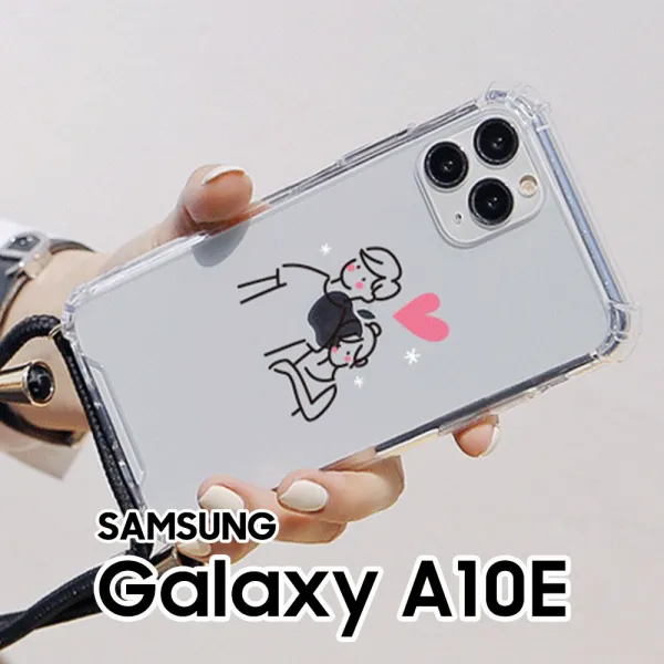 휴대용 커플드로잉 갤럭시A10E A102 폰스트랩 젤하드케이스~~