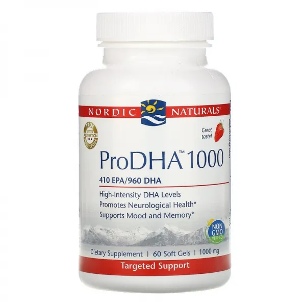 노르딕 네츄럴 프로페셔날 Nordic Naturals ProDHA 1000 딸기 1 000 mg 60 소프트젤, 60개, 1개