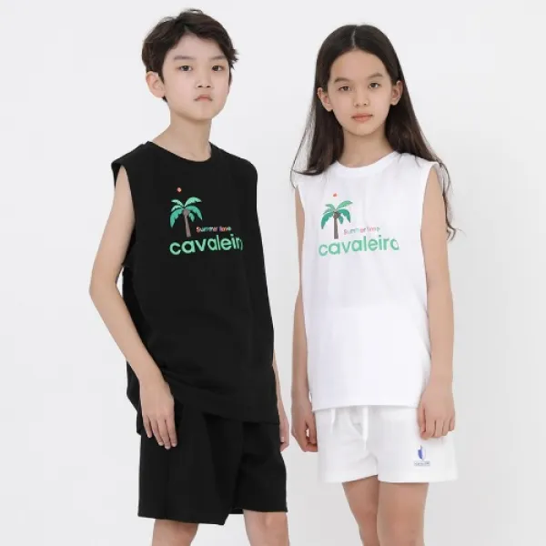 카발레이루 주니어 남녀 공용 민소매 반바지SET 팜트리 CAVAL-JN1205