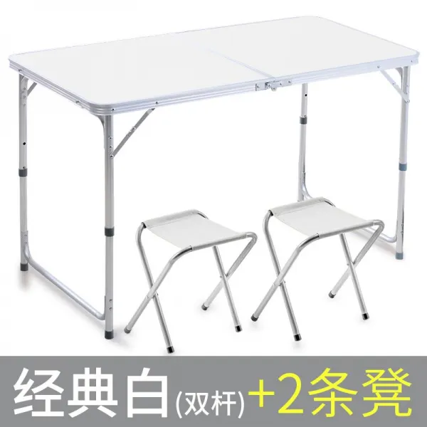 야외테이블 휴대용 야영 야외 테이블식 관절큐테이블 접이식테이블 긴탁자 마케팅 노점 자가운전여행 T07 B42쌍봉 화이트색+2의자
