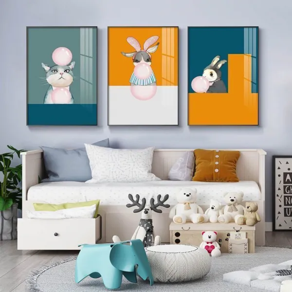 장인 시간 어린이 방 장식 그림 만화 거실 괘화 소년 아이 침실 침대 머리 머리 벽화 아동 정취 우주인 삼련화 SN2485 굳세고 용감하다 30*40cm 9mm 수정막, 근심 걱정이 없다