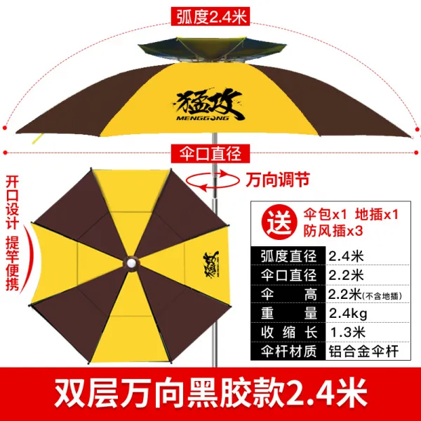 Mar.23 71번 맹공낚시 우산 2.2m 폭우방지 우산 2.4 두껍게 자외선 차단 우산 챙기기z 우산 오픈 가능 두 꺼 운 블랙 젤. 2.4m.
