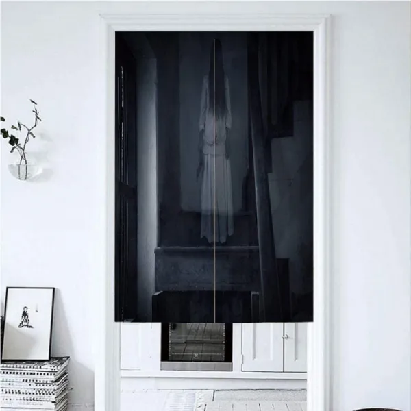 커튼 교토 85X150CM 도끼 살인 폭력적인 악몽을 보유하고있는 계단에 대한 공포 풍경 고스트 여자 피겨, 단일상품