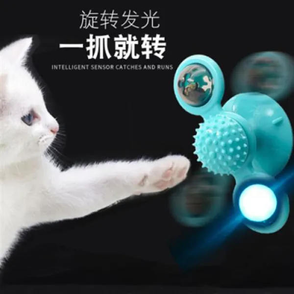 고양이장난감 회전 풍차 고양이 장난감 공 빨판 자영 애견용품 애송이 스크램블 트위스트, 01 색깔이 랜덤하다