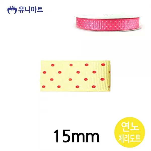 국산 지능발달 닻별(리본) 6000 땡땡이 골직 리본 15mm(연노.체) KR3E5F9A