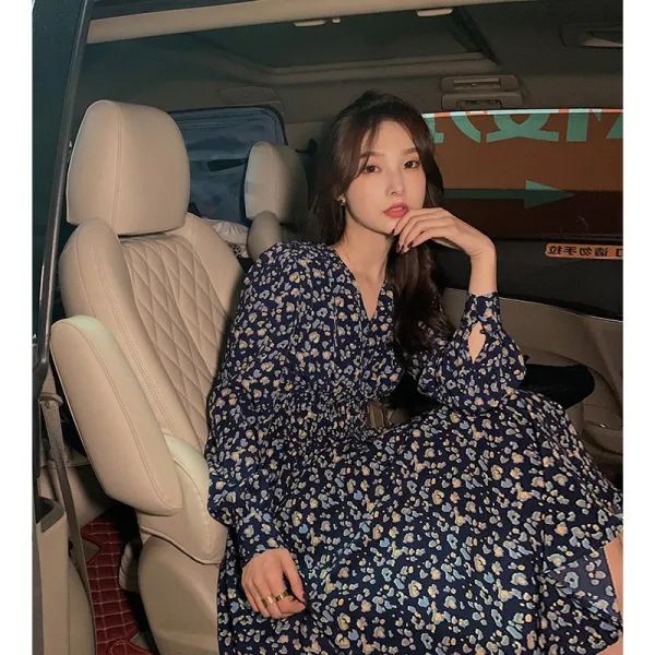 빵빵야 잔꽃원피스 플로럴원피스 플로랄원피스 에스닉스타일 봄 타입 여성의류 도찌 프렌치시크 롱 숲 허리보정 보여 슬림